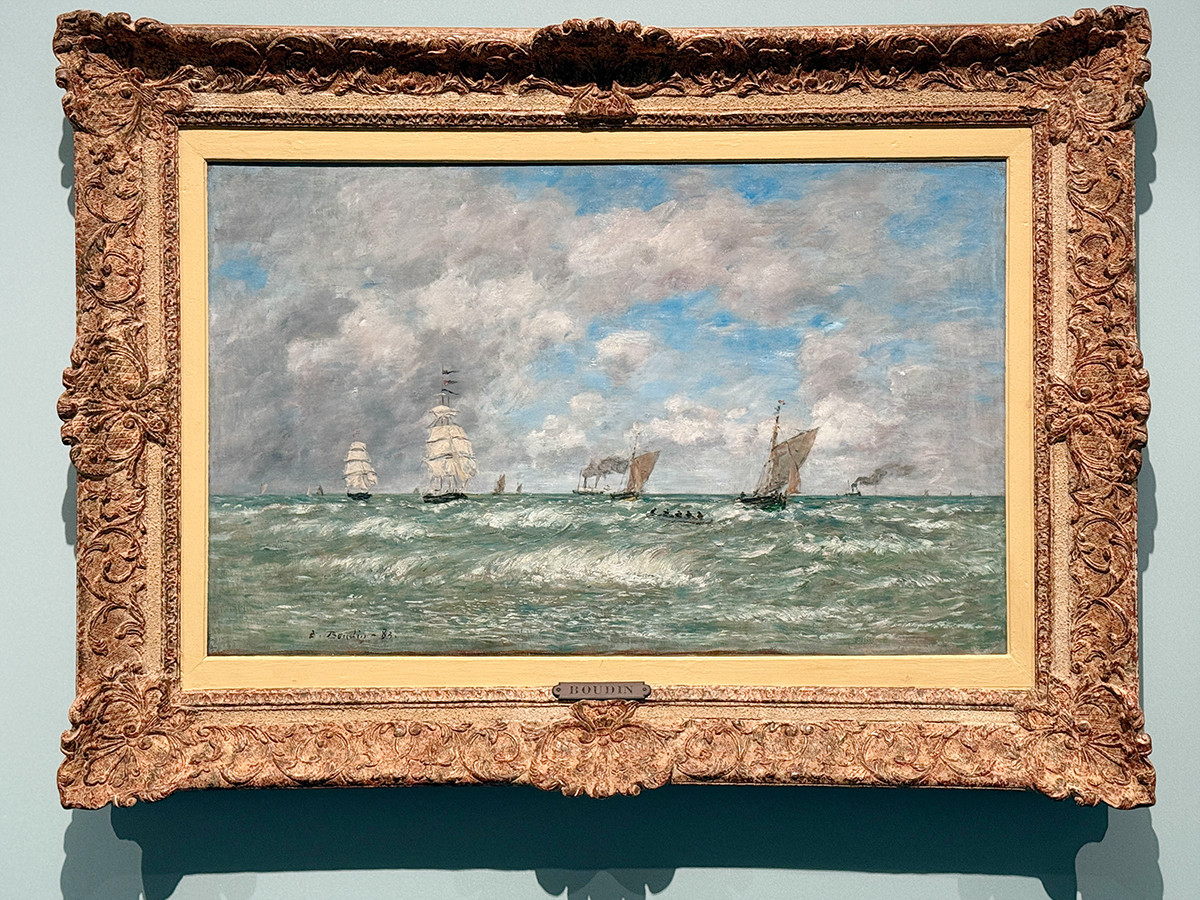 SOMPO美術館「ウジェーヌ・ブーダン展―瞬間の美学、光の探求」会場より　ウジェーヌ・ブーダン《海景》1883年　ディエップ美術館