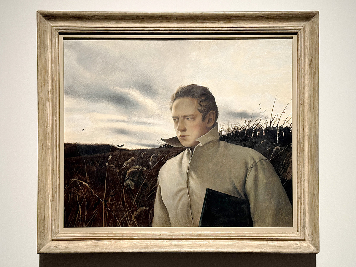 東京都美術館「アンドリュー・ワイエス展」会場より　アンドリュー・ワイエス《自画像》1945年　ナショナル・アカデミー・オブ・デザイン、ニューヨーク