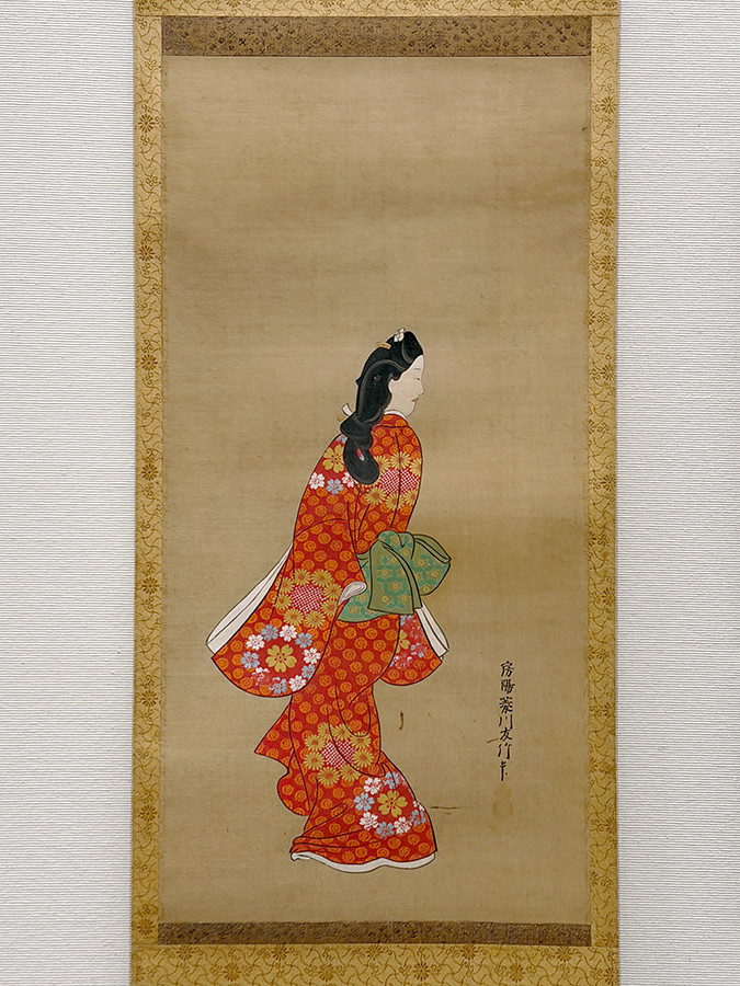 静嘉堂文庫美術館「元禄！師宣劇場 十二ヶ月風俗図巻 大公開」会場より　菱川師宣《見返り美人図》江戸時代　元禄元〜7年（1688～94）頃　東京国立博物館