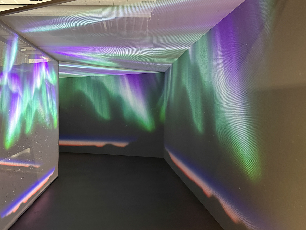 日本科学未来館 特別展「大南極展」会場より オーロラ空間が広がるトンネル オーロラの帰り道