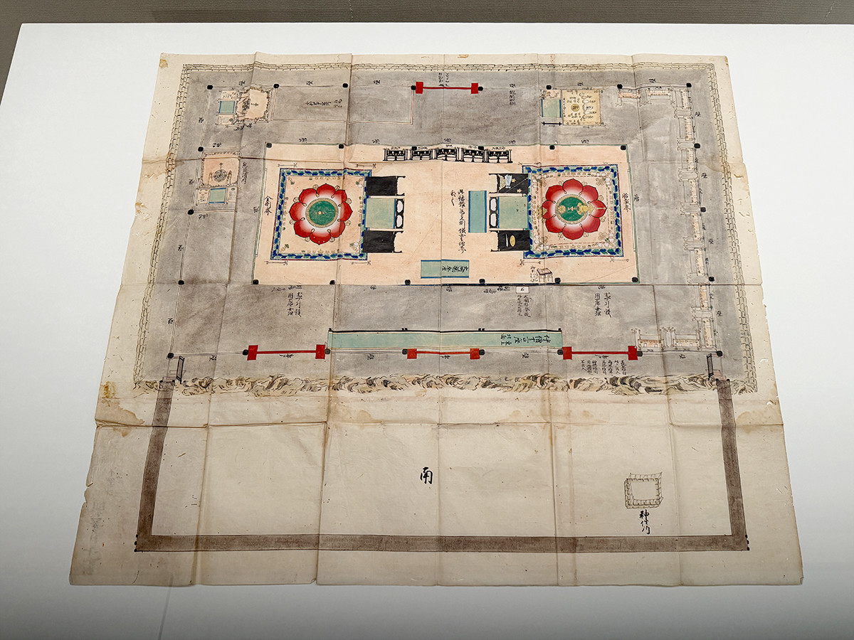 東京国立博物館「空海と真言の名宝」会場より　重要文化財《後七日差図（密要鈔のうち）》（胎蔵界）平安時代　12世紀　京都・仁和寺［後期は金剛界を展示］