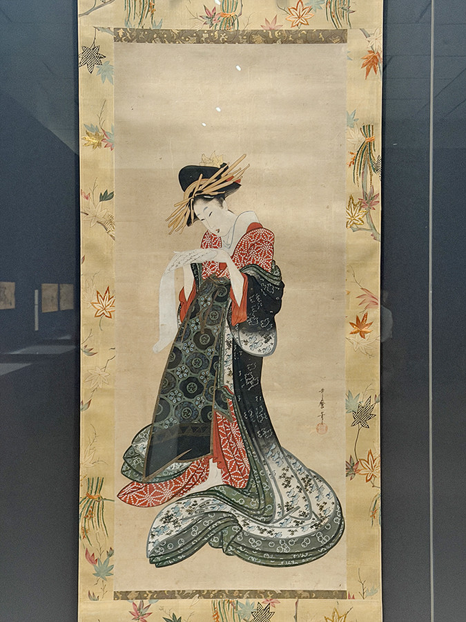 東京都美術館「大英博物館日本美術コレクション　百花繚乱」会場より　喜多川歌麿《文読む遊女》文化元～3年（1804–1806）頃　大英博物館