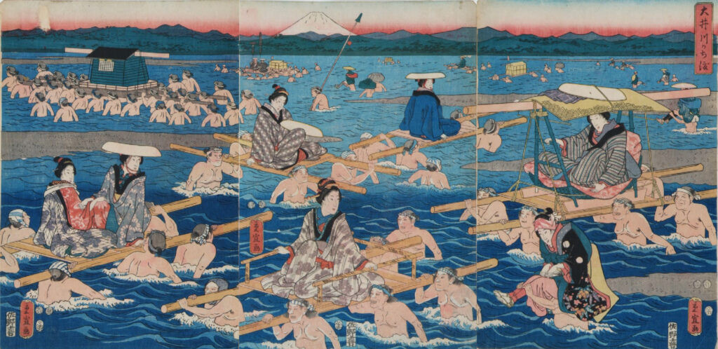歌川重宣（二代広重）「大井川かち渡」［後期出品］メ～テレ（名古屋テレビ放送）蔵