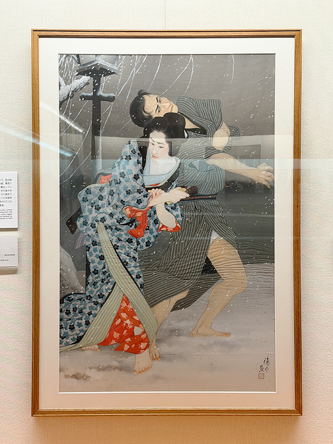 太田記念美術館「没後50年記念 鳥居言人 歌舞伎絵と新版画」会場より 《明治一代女》昭和26年(1951)6月 株式会社明治座