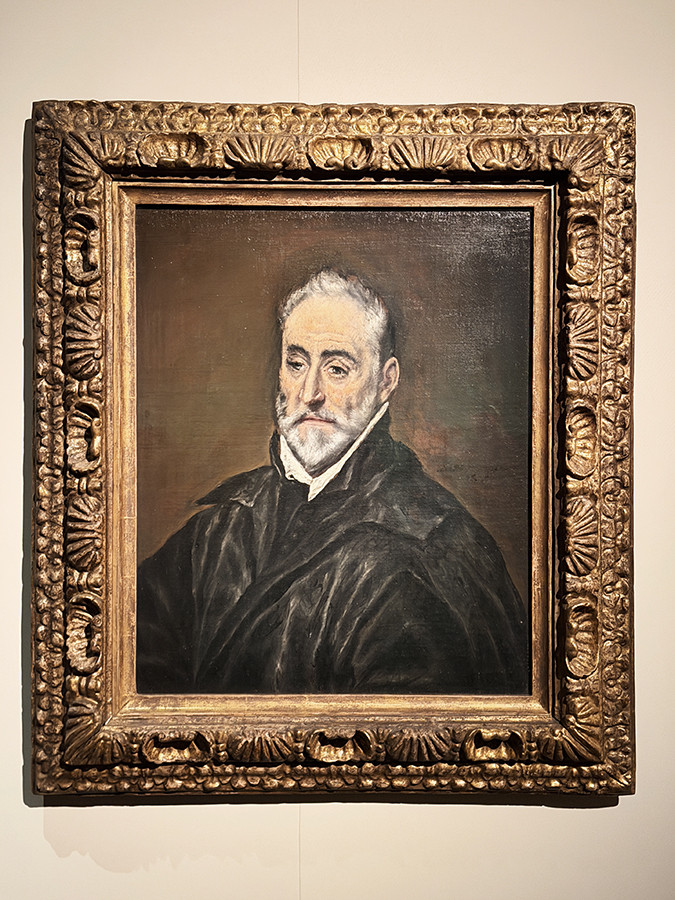 国立新美術館「ルーヴル美術館展　ルネサンス」会場より　エル・グレコ《アントニオ・デ・コバルビアス・イ・レイバ（1524–1602年）の肖像》1597–1600年頃　パリ、ルーヴル美術館
