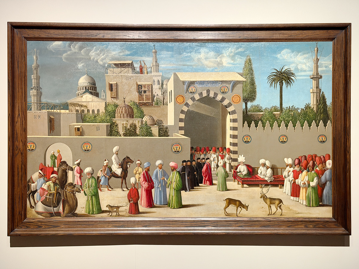 国立新美術館「ルーヴル美術館展　ルネサンス」会場より　ヴェネツィアの画家《ヴェネツィア共和国の使節団を迎えるダマスクス総督》1511年頃　パリ、ルーヴル美術館