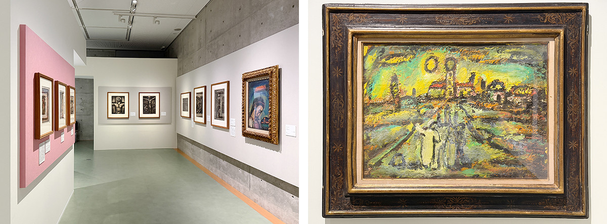 アサヒグループ大山崎山荘美術館「開館30周年記念 ジョルジュ・ルオー ―いつくしむまなざし、祈りの筆あと」会場 (右写真)ジョルジュ・ルオー《聖書の風景》1956年頃 アサヒグループ大山崎山荘美術館