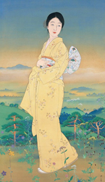 松岡映丘『十和田湖』 青森県 秋田県 手摺木版　彩色版画 兵庫県日本画家 大和絵 生誕130年 松岡映丘－日本の雅－やまと絵復興のトップランナー