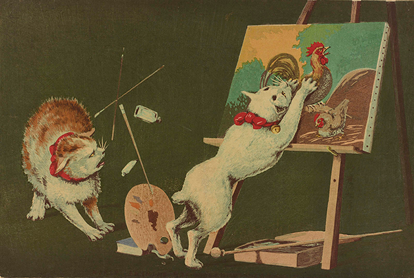 《カンバスに猫》