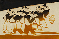 《型絵染額　ねずみ草紙（11面のうち1面）》