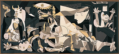 原画：パブロ・ピカソ、タペストリー制作：ジャクリーヌ・ド・ラ・ボーム=デュルバック 《ゲルニカ （タピスリ）》1983年 ウール、木綿　群馬県立近代美術館蔵  ©2017-Succession Pablo Picasso-SPDA (JAPAN)