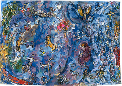 原画：マルク・シャガール、タペストリー制作：イヴェット・コキール=プランス 《平和》 2001年 ウール　個人蔵　© JASPAR, 2017 except for tapestries made with Marc Chagall　© Tapestry by Marc Chagall made in collaboration with Yvette Cauquil-Prince / JASPAR,2017 G0860